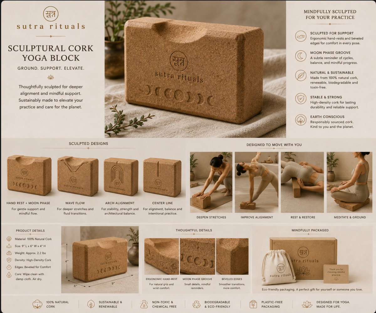 Sculptural Cork Yoga Block