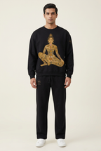 Black yogini sweatshirt and matching pants on a male model