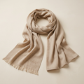 Plain Sand Beige scarf without a model