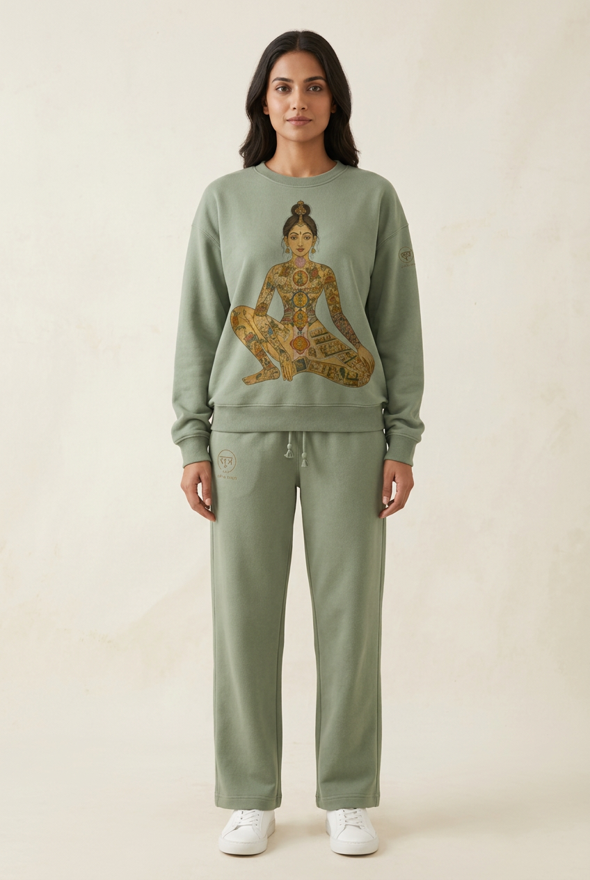 Sage green sweatshirt and pants set
