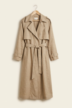Sand Beige linen trench coat without a model
