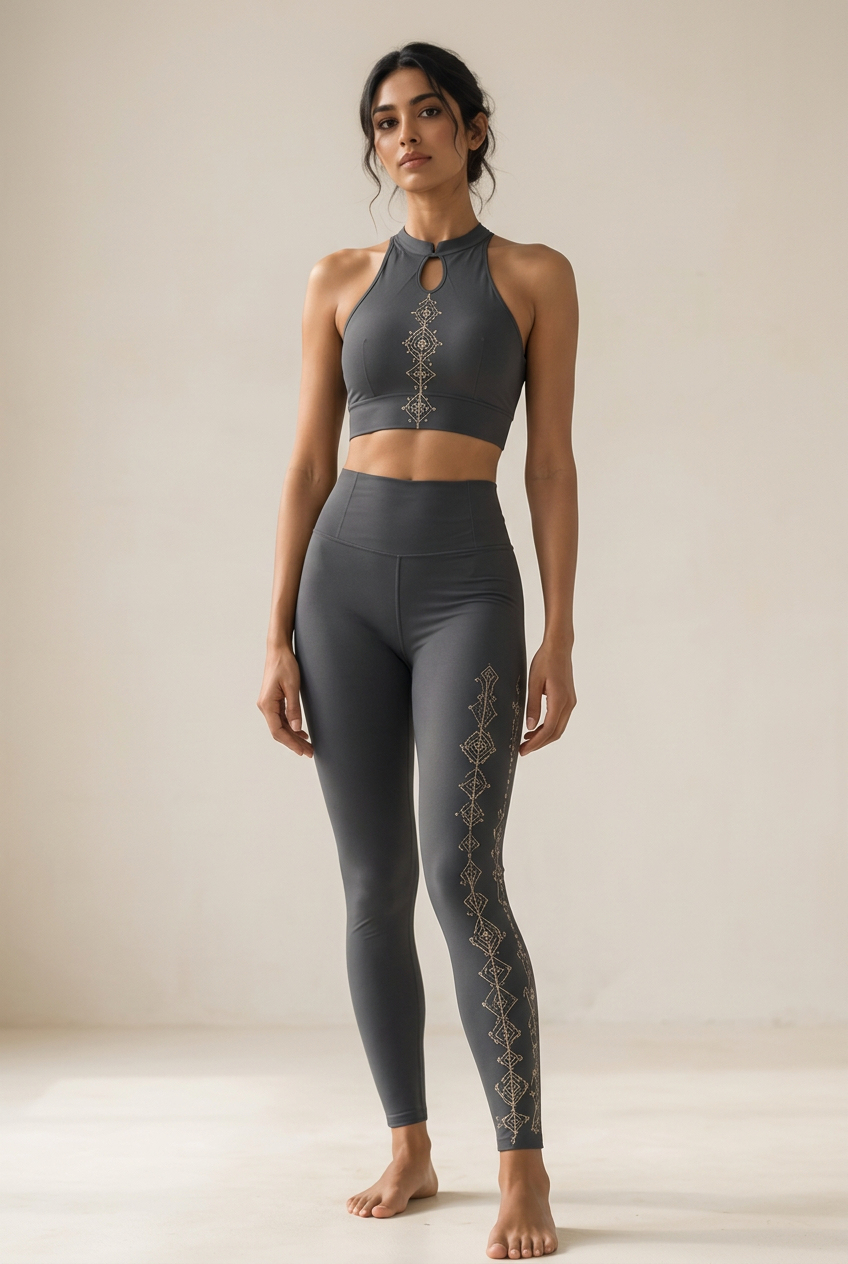 Tantra High-Neck Set in Charcoal