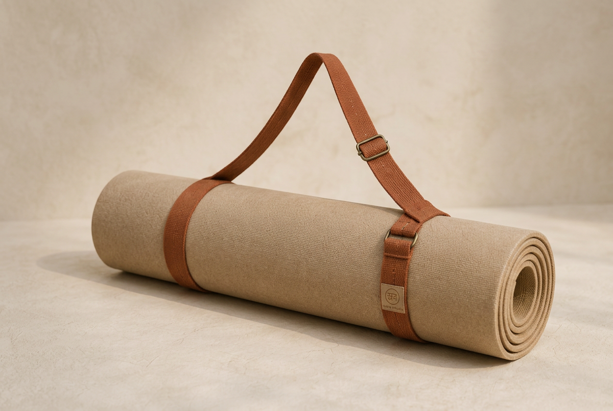Yoga Mat Carry Harness around a rolled mat
